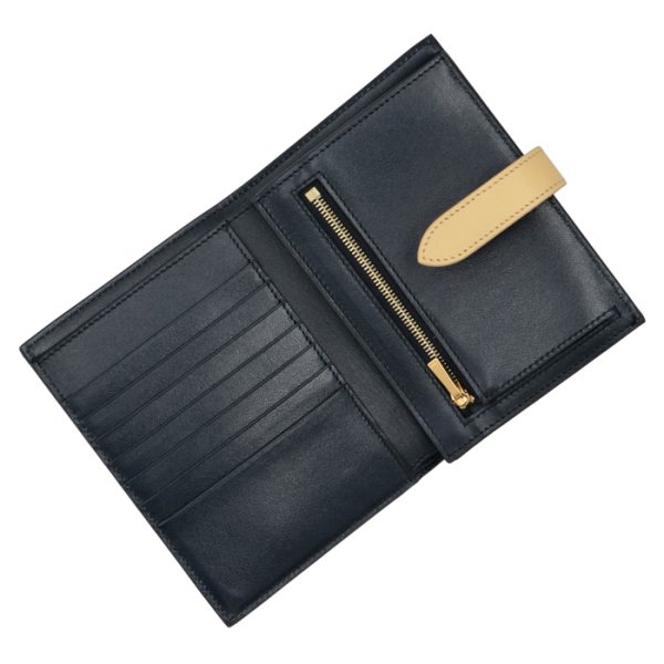 10b643bru07oo 4 CELINE Medium Bifold Wallet Bicolor Navy Blue