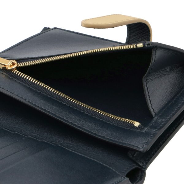 10b643bru07oo 6 CELINE Medium Bifold Wallet Bicolor Navy Blue