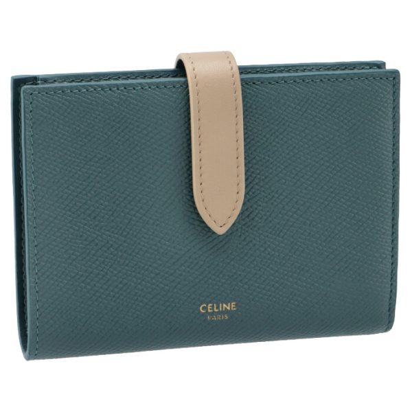 10b643bru07pd CELINE Medium Bifold Wallet Bicolor Prussian Blue