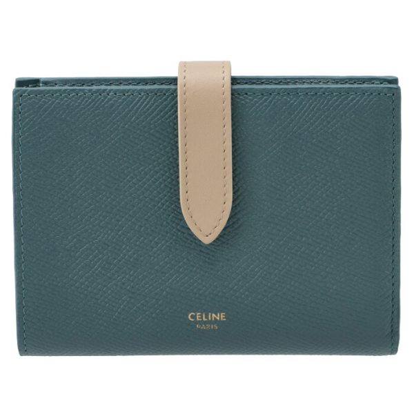 10b643bru07pd 1 CELINE Medium Bifold Wallet Bicolor Prussian Blue