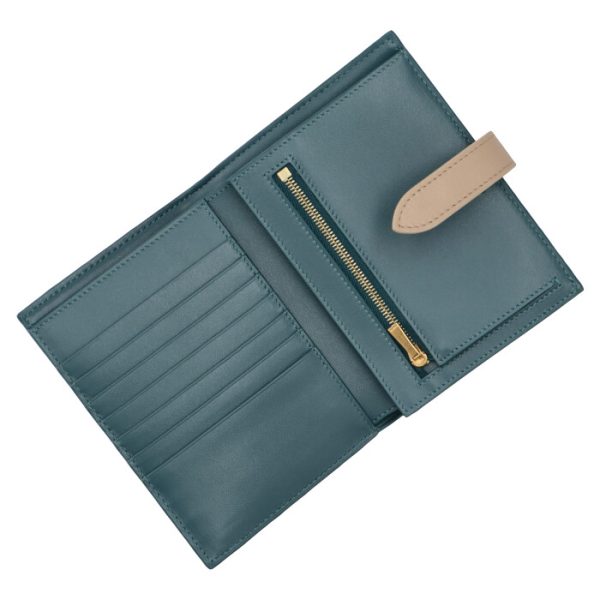 10b643bru07pd 4 CELINE Medium Bifold Wallet Bicolor Prussian Blue