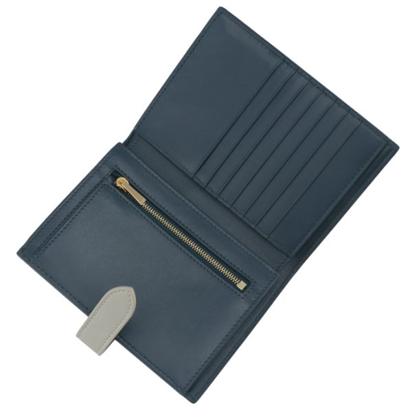 10b643bru07pv 4 CELINE Medium Bifold Wallet Bicolor Navy