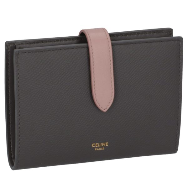 10b643bru10gv CELINE Medium Bifold Wallet Bicolor Gray Pink