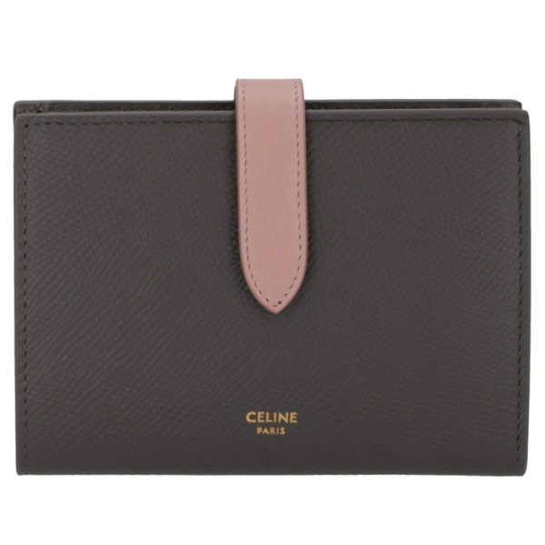 10b643bru10gv 1 CELINE Medium Bifold Wallet Bicolor Gray Pink