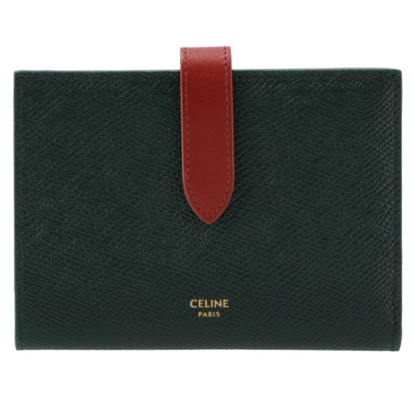 10b643bru31at 1 CELINE Medium Bifold Wallet Bicolor Dark Green Red