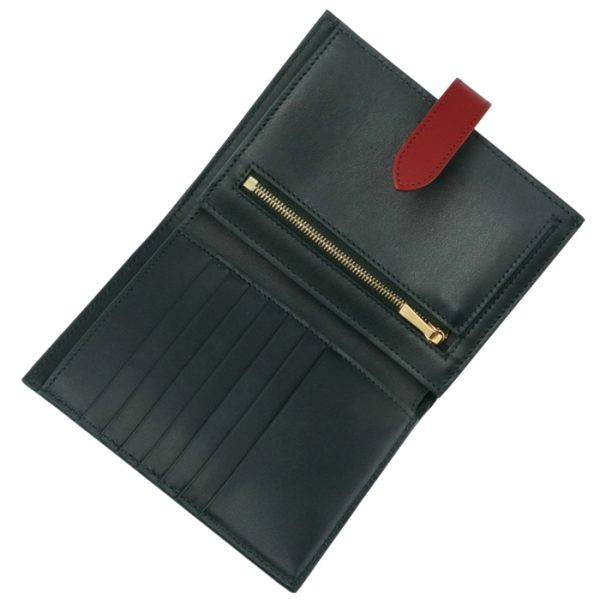 10b643bru31at 4 CELINE Medium Bifold Wallet Bicolor Dark Green Red