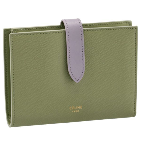 10b643bru31sl CELINE Medium Bifold Wallet Bicolor SageLila