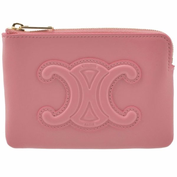 10c663dr825fo 1 CELINE Coin Holder Pouch Mini Wallet Pink