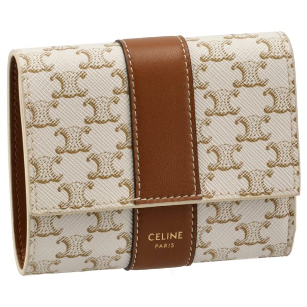 10d572bz901ta CELINE Trifold Wallet Triomphe WhiteTan