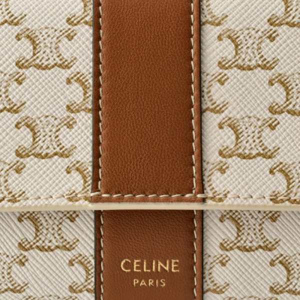 10d572bz901ta 3 CELINE Trifold Wallet Triomphe WhiteTan