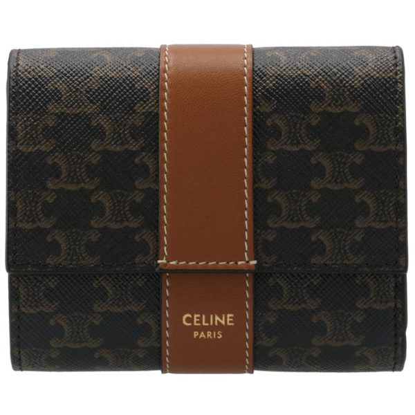 10d572bz904lu 1 CELINE Trifold Wallet Triomphe Tan Brown