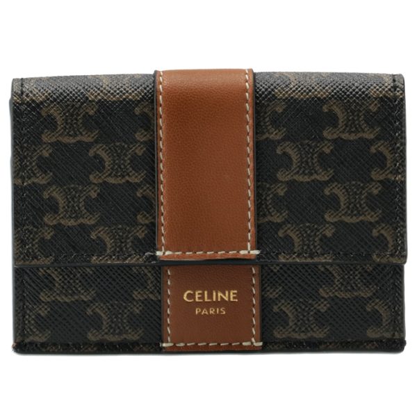 10d722bz904lu 1 CELINE Mini Wallet Trifold TanBrown