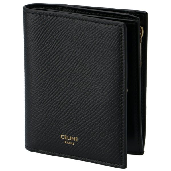 10e493bel38no CELINE Bifold Mini Wallet Compact Wallet Black