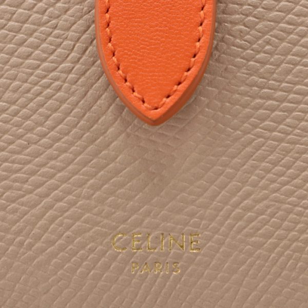 10h263bru02sp 3 CELINE Bifold Small Strap Wallet Bicolor ShellPop Orange