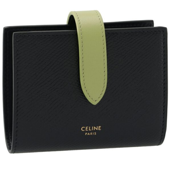 10h263bru07kl CELINE Bifold Small Strap Wallet Bicolor Dark NavyLight Jade