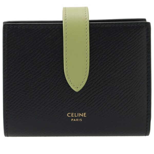 10h263bru07kl 1 CELINE Bifold Small Strap Wallet Bicolor Dark NavyLight Jade