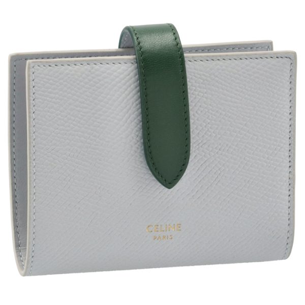 10h263bru07pf CELINE Bifold Small Strap Wallet Bicolor PearlForest