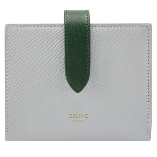 10h263bru07pf 1 CELINE Bifold Small Strap Wallet Bicolor PearlForest