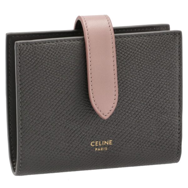 10h263bru10gv CELINE Bifold Small Strap Wallet Bicolor GrayPink