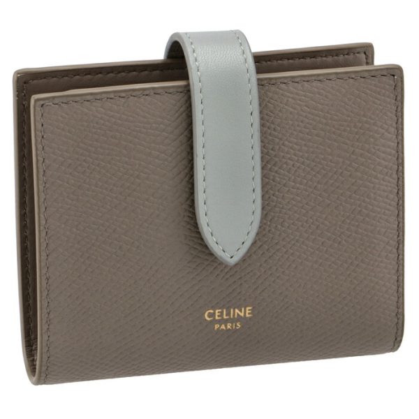 10h263bru10pi CELINE Bifold Small Strap Wallet Bicolor PebbleMineral