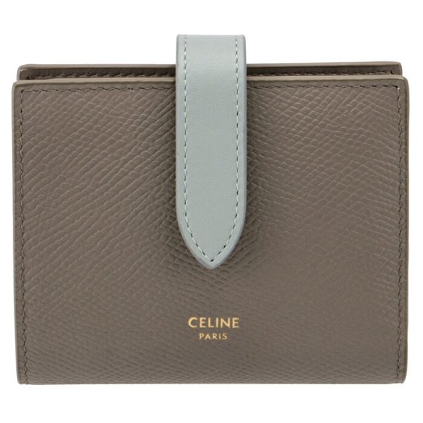 10h263bru10pi 1 CELINE Bifold Small Strap Wallet Bicolor PebbleMineral