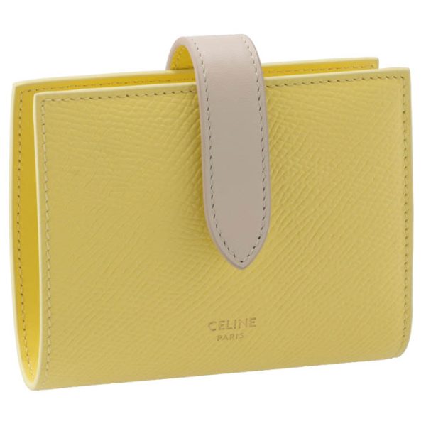 10h263bru11ad CELINE Bifold Small Strap Wallet Bicolor Yellow AcaciaDesert