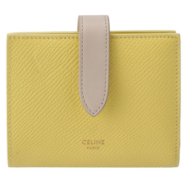 10h263bru11ad 1 CELINE Bifold Small Strap Wallet Bicolor Yellow AcaciaDesert