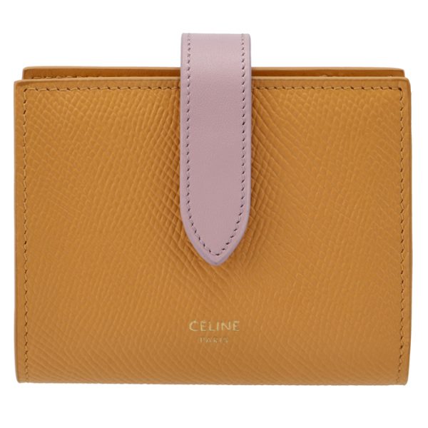 10h263bru11cz 1 CELINE Bifold Small Strap Wallet Bicolor Pink