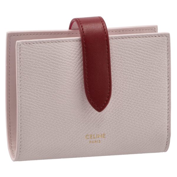 10h263bru24yc CELINE Bifold Small Strap Wallet Bicolor PeonyCarmine