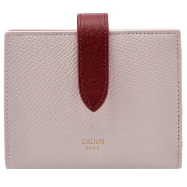 10h263bru24yc 1 CELINE Bifold Small Strap Wallet Bicolor PeonyCarmine