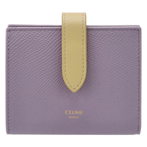 10h263bru32lp 1 CELINE Bifold Small Strap Wallet Bicolor Lila Papyrus