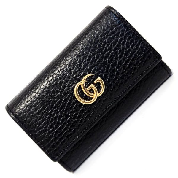 1105 1 GUCCI Marmont Key Case Leather Black