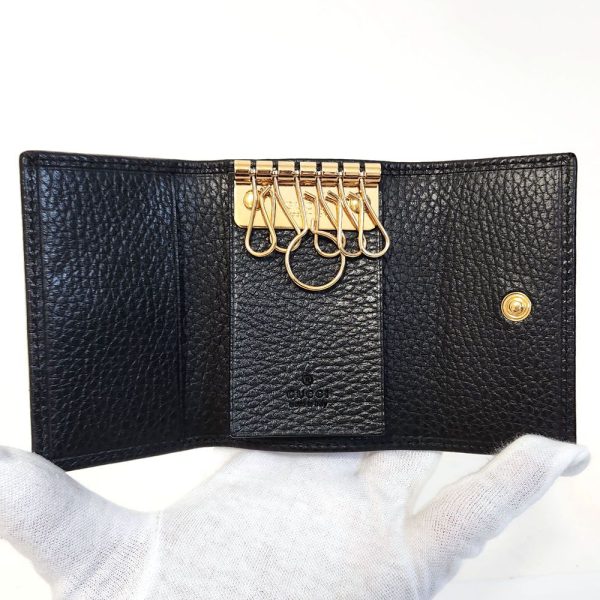 1105 3 GUCCI Marmont Key Case Leather Black