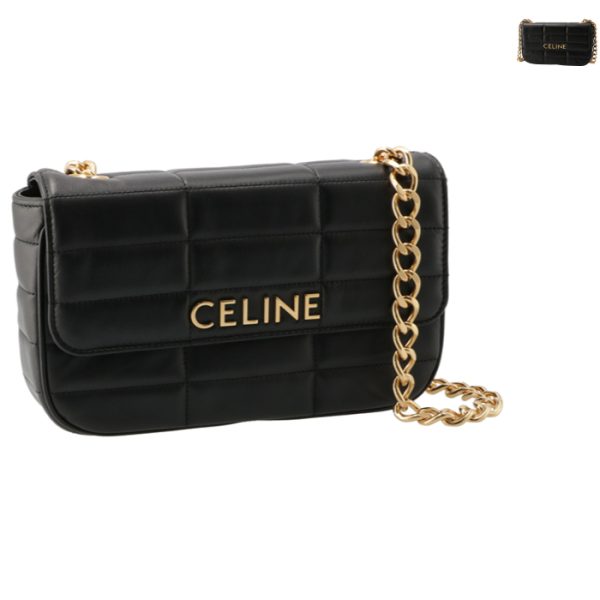 111273epz CELINE Chain Shoulder Bag Matelasse Quilted Monochrome