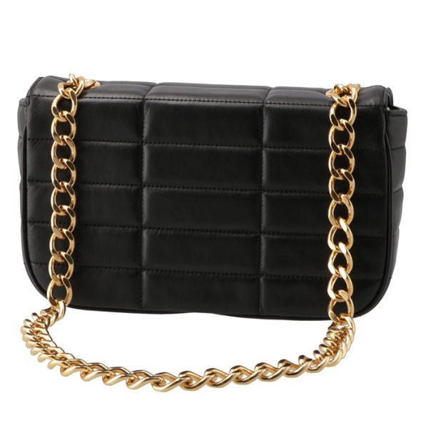 111273epz 2 CELINE Chain Shoulder Bag Matelasse Quilted Monochrome