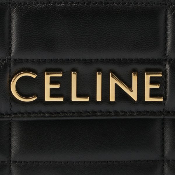 111273epz 4 CELINE Chain Shoulder Bag Matelasse Quilted Monochrome