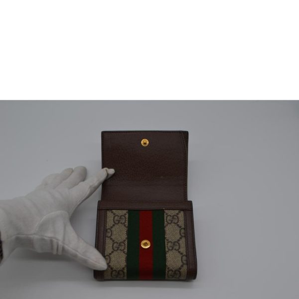 11132 4 Gucci Ophidia GG Supreme Compact Wallet Beige