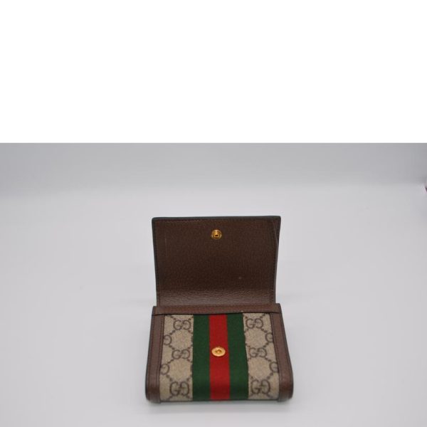 11132 5 Gucci Ophidia GG Supreme Compact Wallet Beige