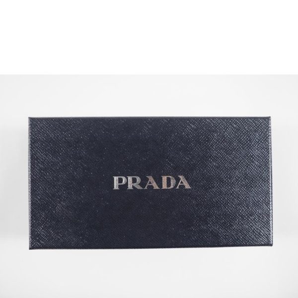 11349 6 PRADA Prada Saffiano Round Zipper Long Wallet Bag Black