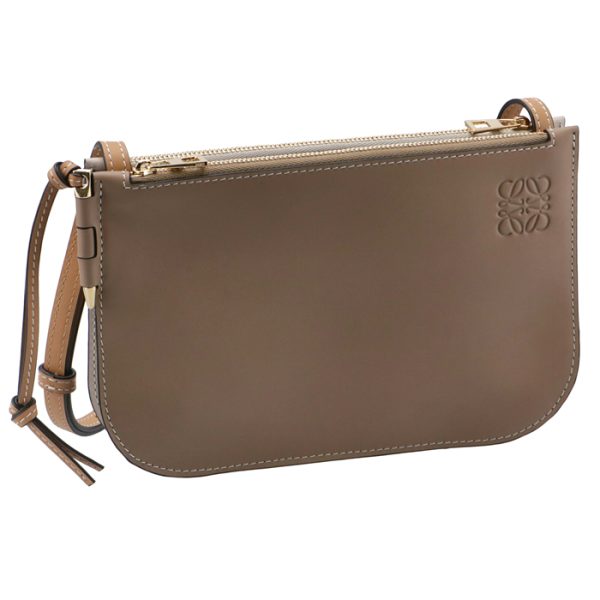 11354bz4300093993 LOEWE Gate Double Zip Pouch Beige