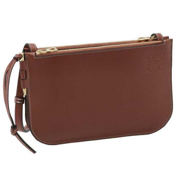 11354z4300087889 LOEWE Gate Double Zip Pouch Brown