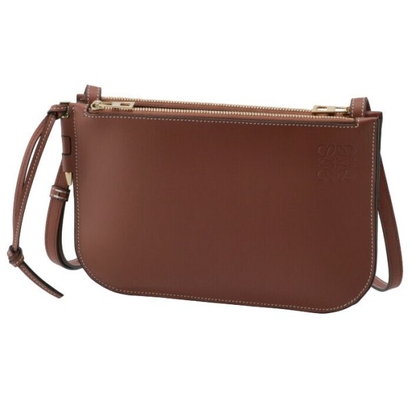 11354z4300087889 1 LOEWE Gate Double Zip Pouch Brown