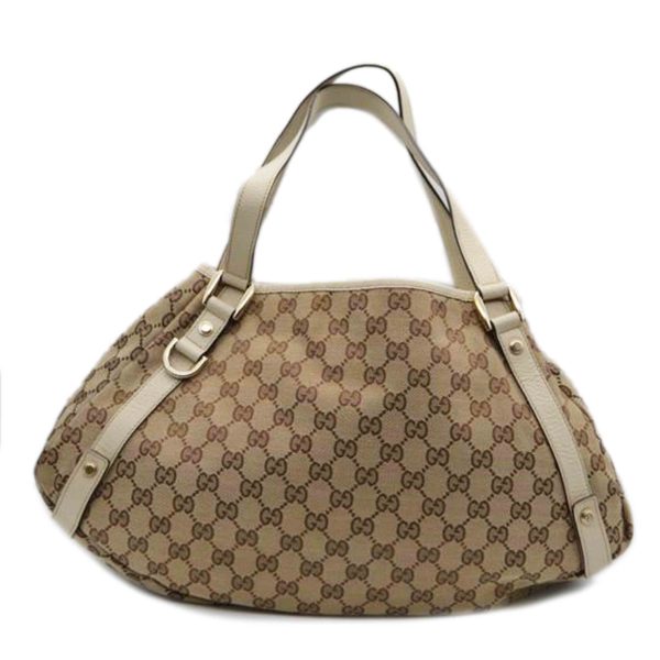 11388 1 Gucci GG Canvas Abbey Line Leather Tote Bag