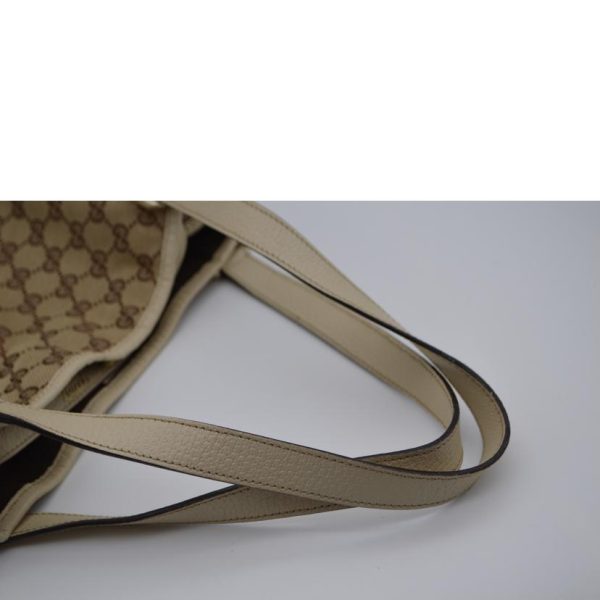 11388 4 Gucci GG Canvas Abbey Line Leather Tote Bag