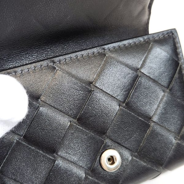 1141 7 Bottega Veneta Intrecciato Trifold Wallet Leather Black