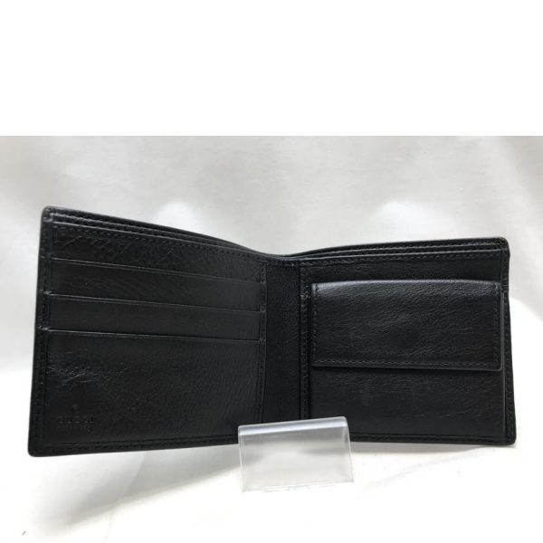 11468 3 Gucci Leather Bifold Wallet Black