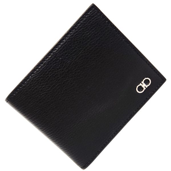 1147 1 Ferragamo Double Gancini Bifold Wallet Leather Black