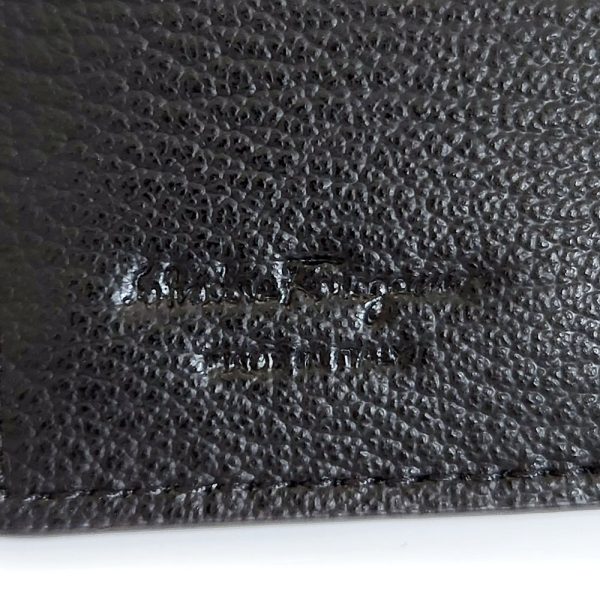 1147 5 Ferragamo Double Gancini Bifold Wallet Leather Black