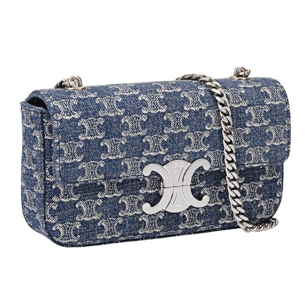 11520 2flx 05ds CELINE CLAUDE DENIM CHAIN Triomphe Denim Chain Bag Denim