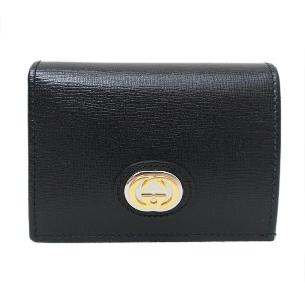 11544 1 Gucci Interlocking G Leather Folding Wallet Black